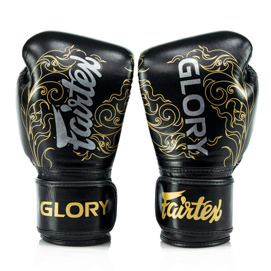 Fairtex X Glory BGVG3 Velcro Boxing Gloves - Black-Gold