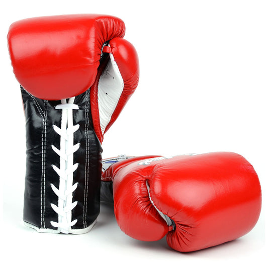 Fairtex BGL7 Mexican-Style Lace-up Training Gloves - Red-Black-White