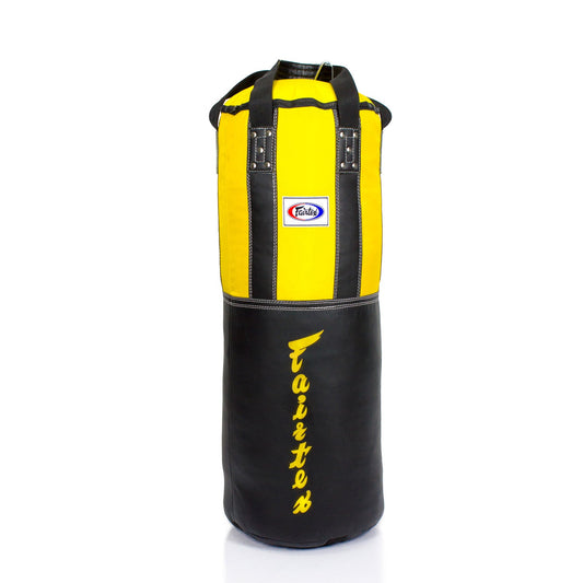 Fairtex HB3 Extra Large Leather Heavy Bag - Black-Yellow (UN-FILLED)