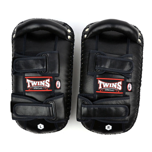 Twins Special KPL10 Curved Leather Thai Kick Pads - Black