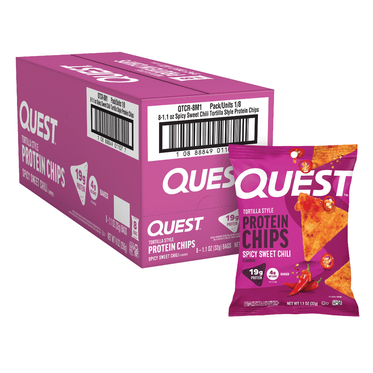 Quest Protein Chips — Case of 8 × 32g – Spicy Sweet Chilli