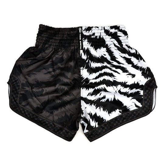 Twins Special Muaythai Shorts - JUNGLE Black-White