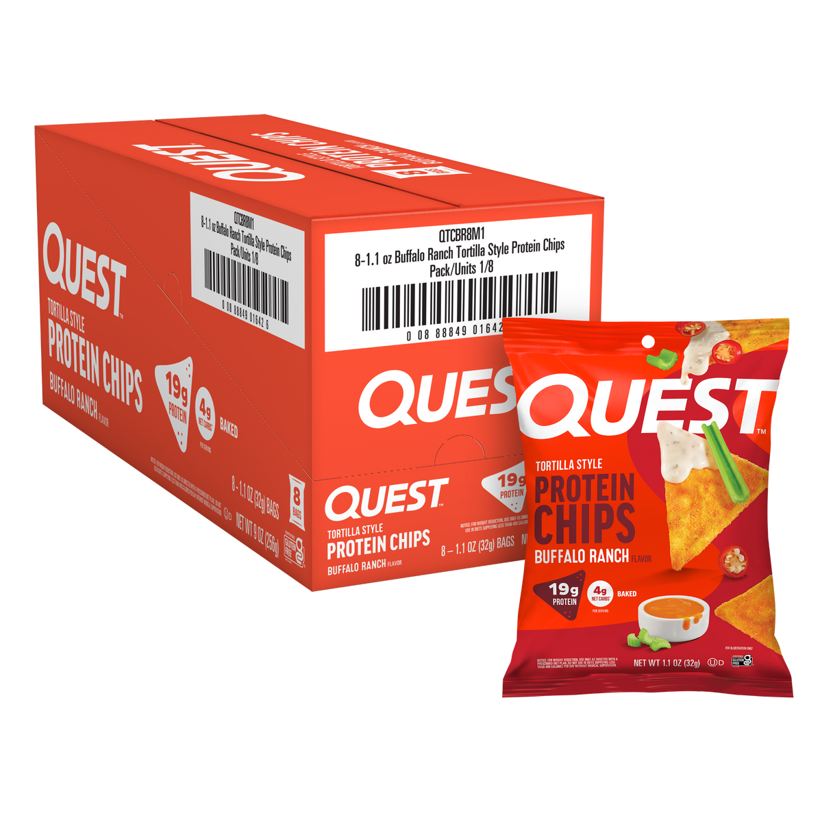 Quest Protein Chips — Case of 8 × 32g – Buffalo Ranch