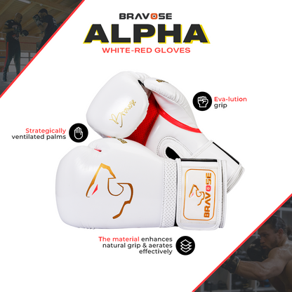 Alpha Boxing Gloves - White & Red