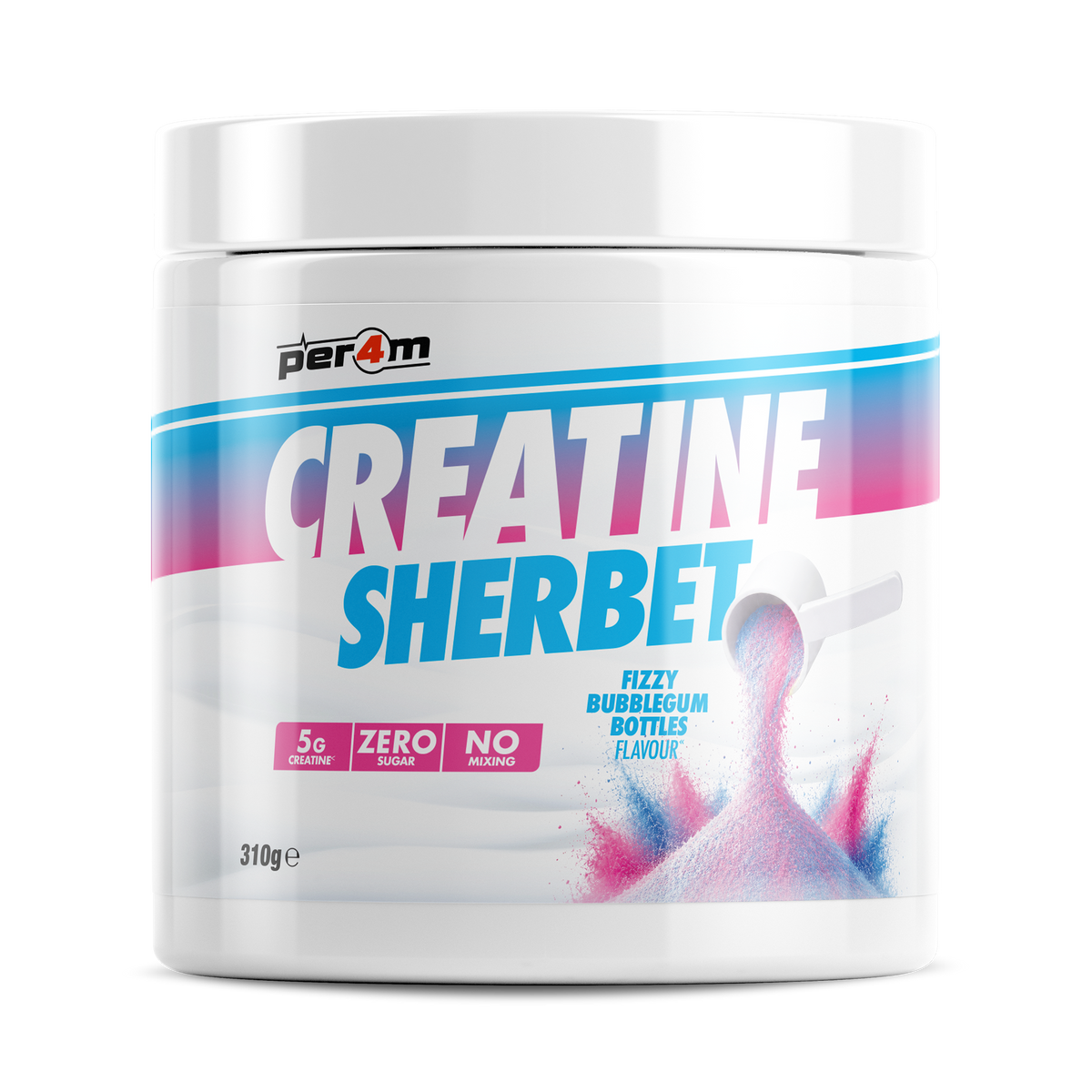 PER4M Creatine Sherbet 310g – Fizzy Bubblegum Bottles