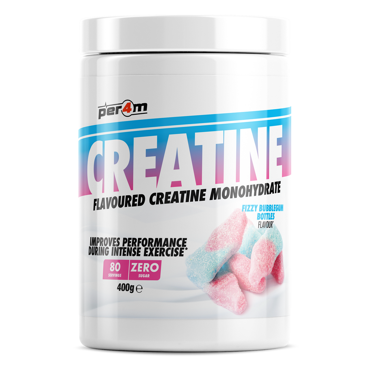 PER4M Flavoured Creatine 400g – Fizzy Bubblegum Bottles