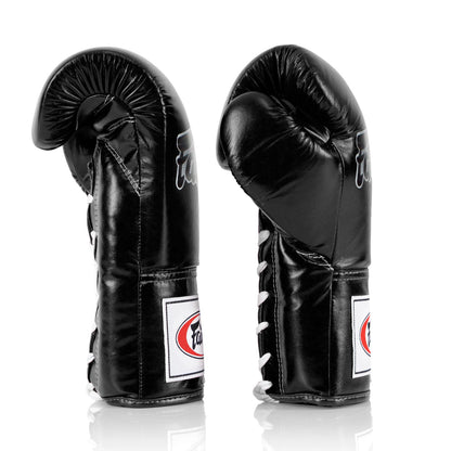 Fairtex BGL6 Lace-up Competition Boxing Gloves - Black