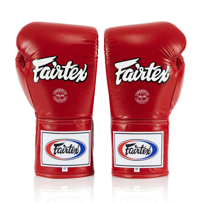 Fairtex BGL6 Lace-up Competition Boxing Gloves - Red