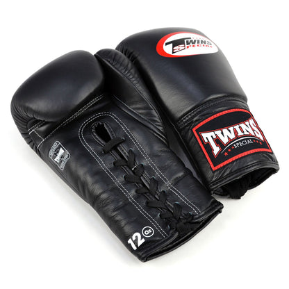 Twins Special BGLL1 Lace-up Boxing Gloves - Black