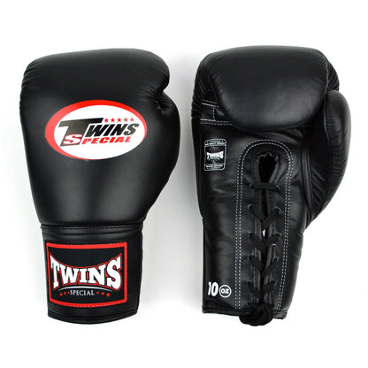 Twins Special BGLL1 Lace-up Boxing Gloves - Black