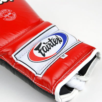 Fairtex BGL7 Mexican-Style Lace-up Training Gloves - Red-Black-White