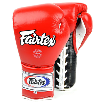 Fairtex BGL7 Mexican-Style Lace-up Training Gloves - Red-Black-White