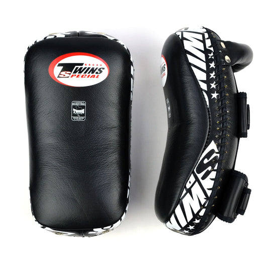 Twins Special KPL10 Curved Leather Thai Kick Pads - Black