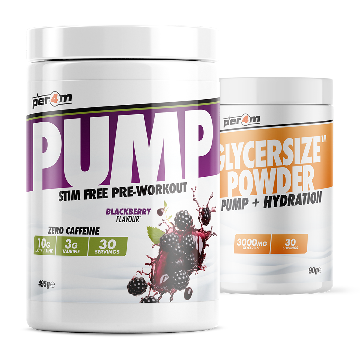 PER4M Pump Stim-Free Pre-Workout 495g with Glycersize – Blackberry