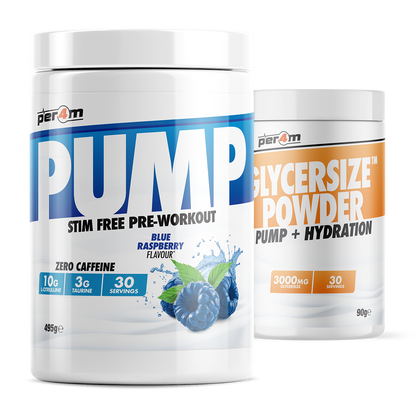PER4M Pump Stim-Free Pre-Workout 495g with Glycersize – Blue Raspberry