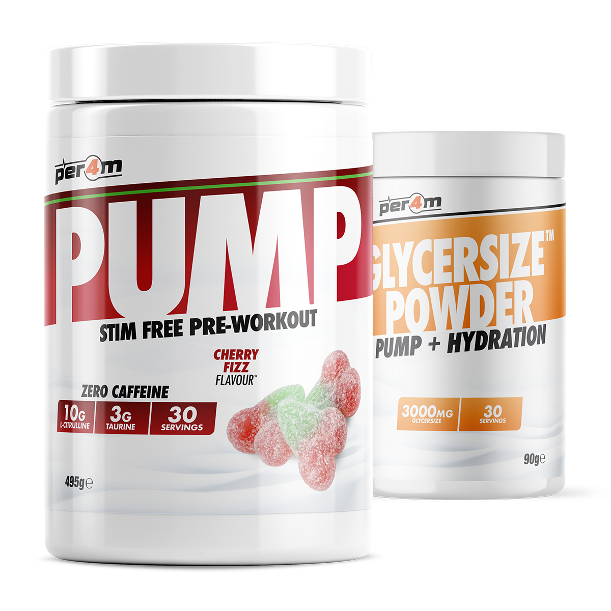 PER4M Pump Stim-Free Pre-Workout 495g with Glycersize – Cherry Fizz