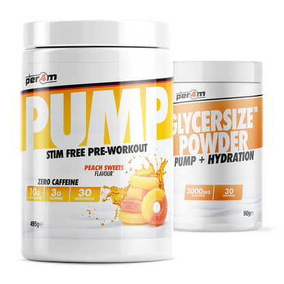 PER4M Pump Stim-Free Pre-Workout 495g with Glycersize – Peach Sweets