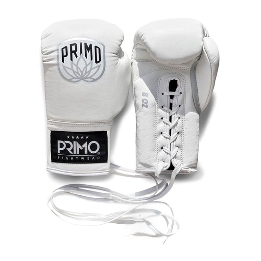 Primo Emblem Pro Lace-Up Boxing Gloves - White
