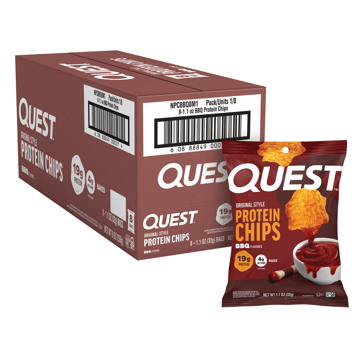 Quest Protein Chips — Case of 8 × 32g – BBQ