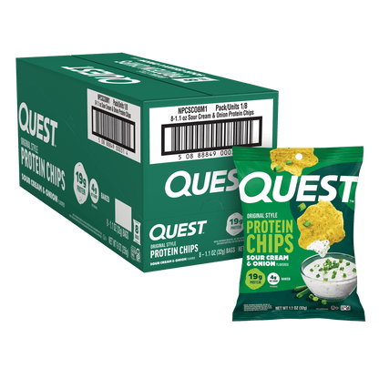 Quest Protein Chips — Case of 8 × 32g – Sour Cream & Onion