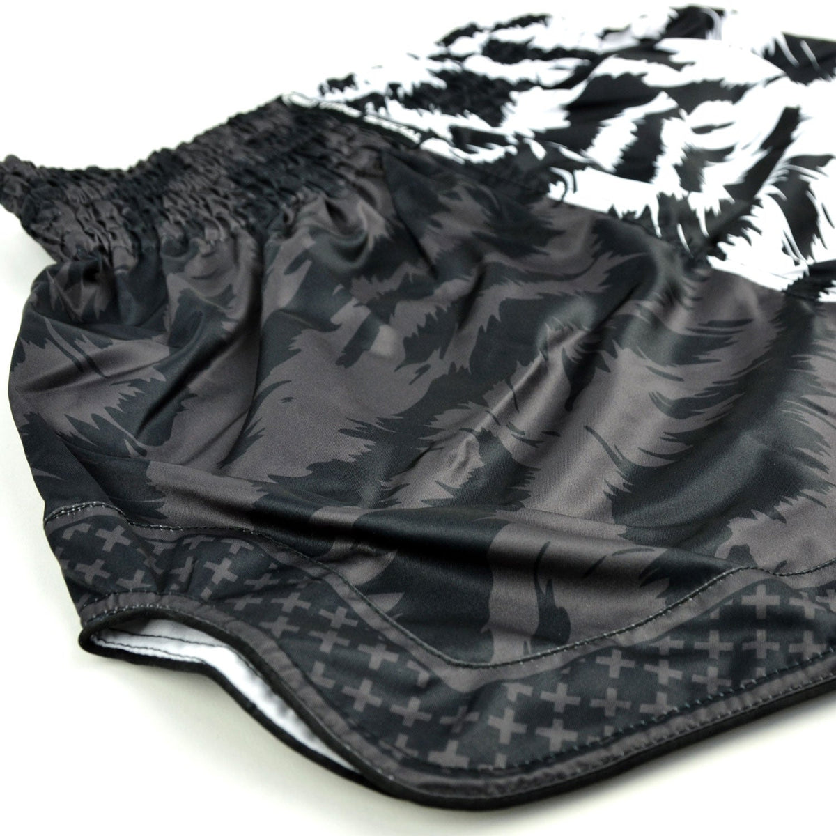 Twins Special Muaythai Shorts - JUNGLE Black-White