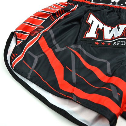 Twins Special Muaythai Shorts - RACING Black-Red
